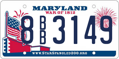MD license plate 8BB3149