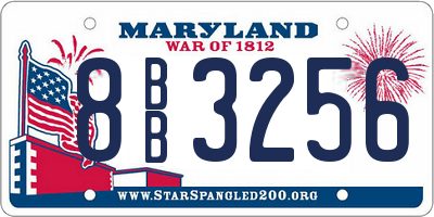 MD license plate 8BB3256