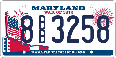 MD license plate 8BB3258
