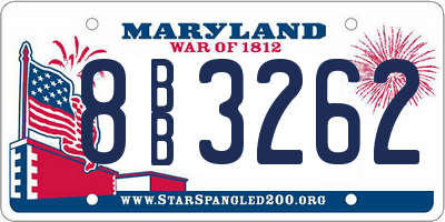 MD license plate 8BB3262