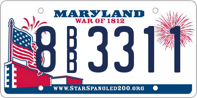 MD license plate 8BB3311