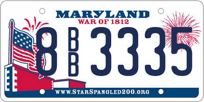 MD license plate 8BB3335