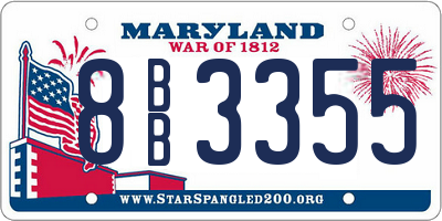 MD license plate 8BB3355