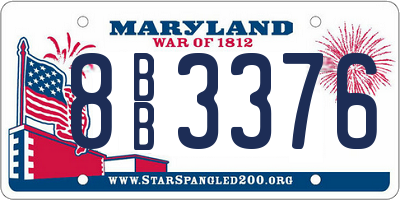 MD license plate 8BB3376