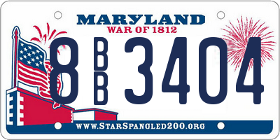 MD license plate 8BB3404