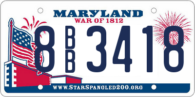 MD license plate 8BB3418