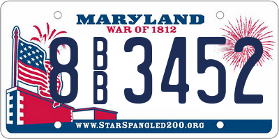 MD license plate 8BB3452