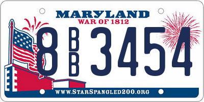 MD license plate 8BB3454