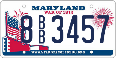MD license plate 8BB3457