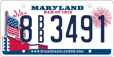 MD license plate 8BB3491