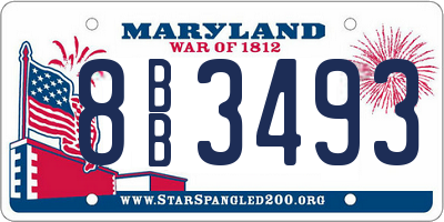 MD license plate 8BB3493