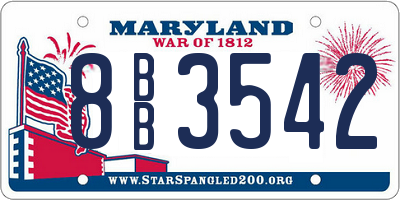 MD license plate 8BB3542