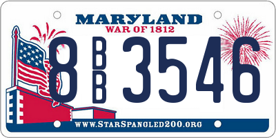 MD license plate 8BB3546