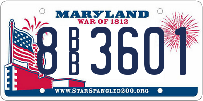 MD license plate 8BB3601