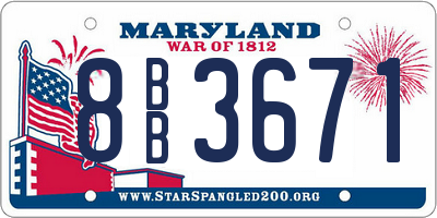 MD license plate 8BB3671