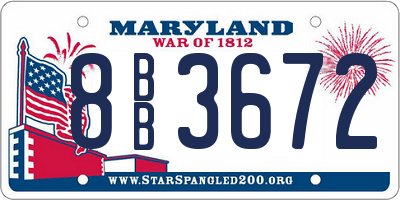 MD license plate 8BB3672