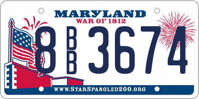MD license plate 8BB3674