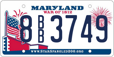 MD license plate 8BB3749