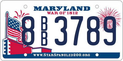 MD license plate 8BB3789