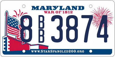 MD license plate 8BB3874
