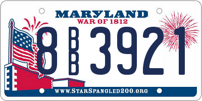 MD license plate 8BB3921