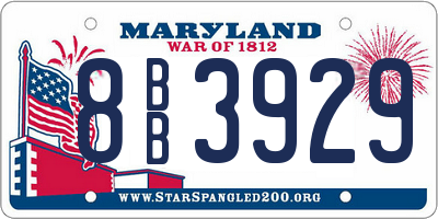 MD license plate 8BB3929