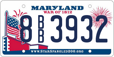 MD license plate 8BB3932