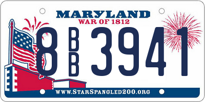 MD license plate 8BB3941