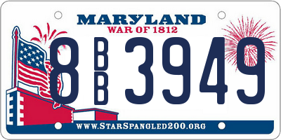 MD license plate 8BB3949