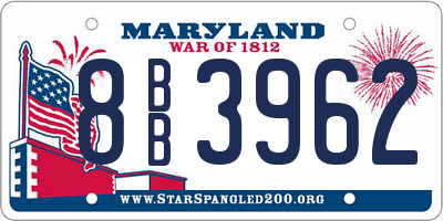 MD license plate 8BB3962