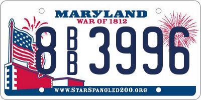 MD license plate 8BB3996