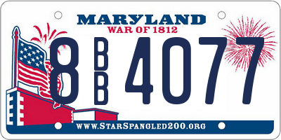 MD license plate 8BB4077