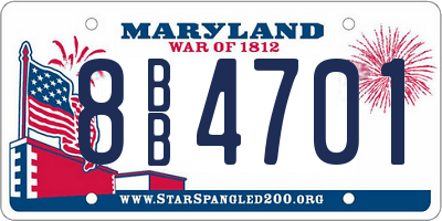 MD license plate 8BB4701