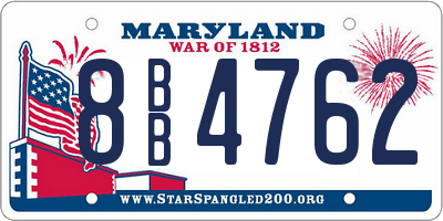 MD license plate 8BB4762