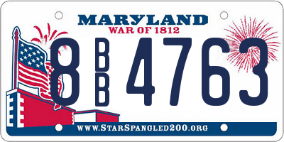 MD license plate 8BB4763