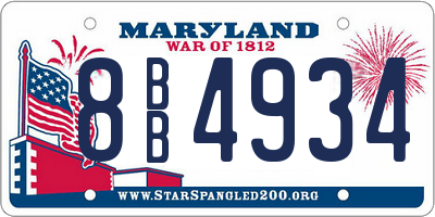 MD license plate 8BB4934