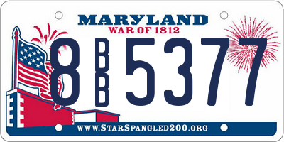 MD license plate 8BB5377