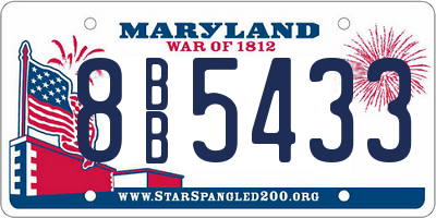 MD license plate 8BB5433