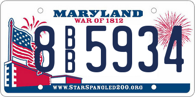 MD license plate 8BB5934