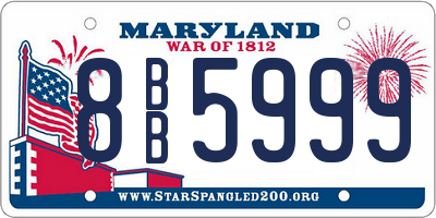 MD license plate 8BB5999
