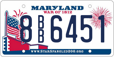 MD license plate 8BB6451