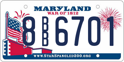 MD license plate 8BB6701