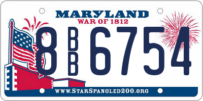 MD license plate 8BB6754