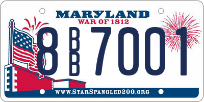 MD license plate 8BB7001