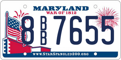 MD license plate 8BB7655