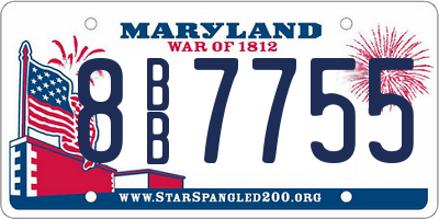 MD license plate 8BB7755