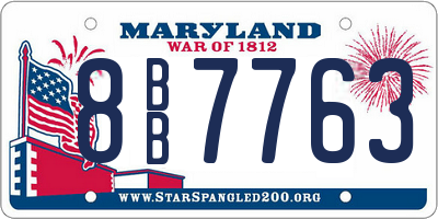 MD license plate 8BB7763