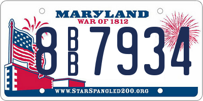 MD license plate 8BB7934