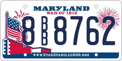 MD license plate 8BB8762