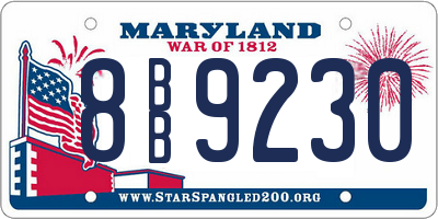 MD license plate 8BB9230